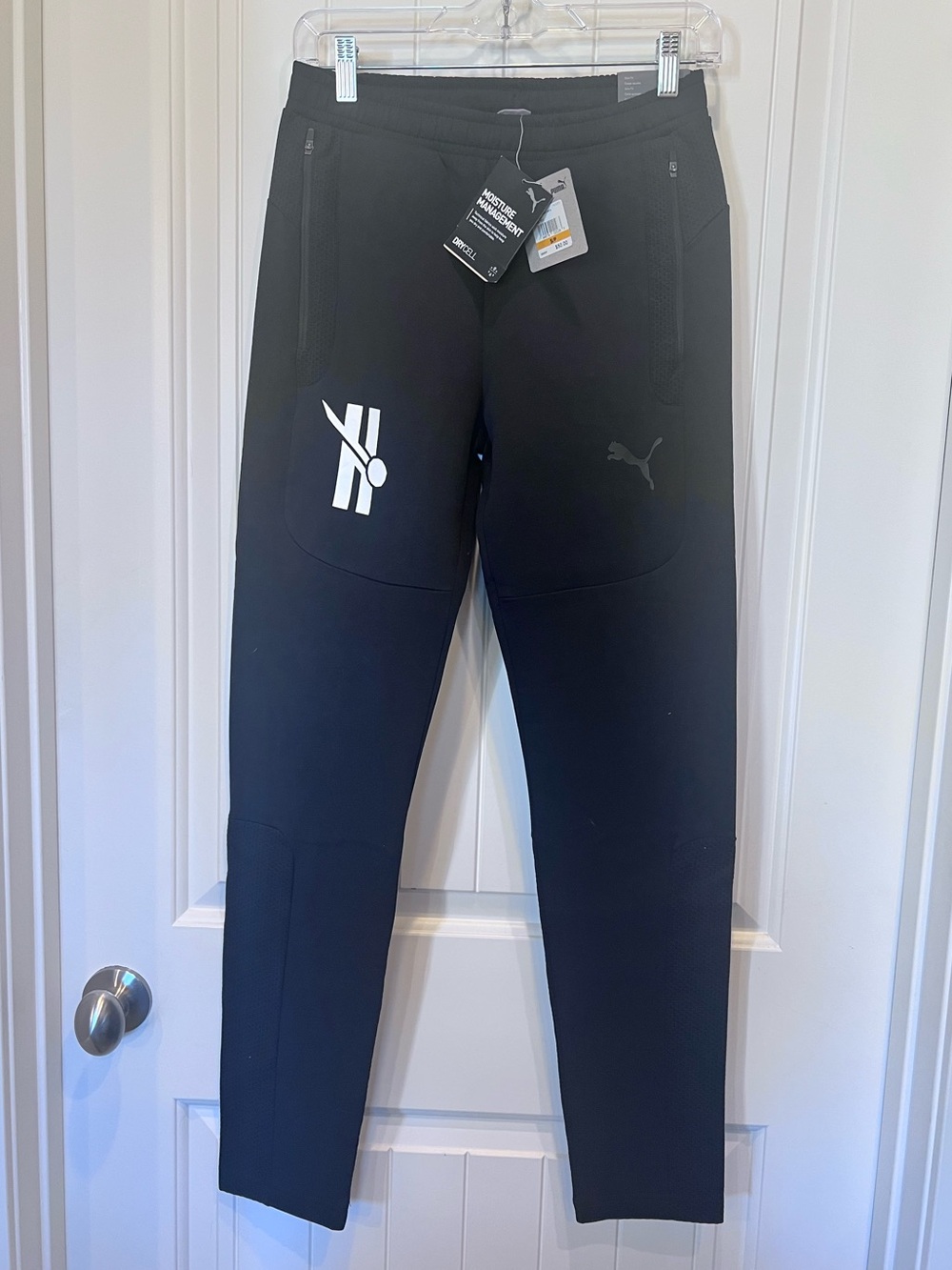 PUMA Men's teamCUP Casuals DryCell Sweatpants Black NWT Small Zip Pockets